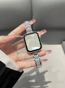 Shein - 1pc Women Fashionable And Charming Stainless Steel Metal Strap Compatible With Apple Watch Band Apple Watch Strap