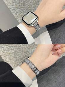 Shein - 1pc Women Fashionable And Charming Stainless Steel Metal Strap Compatible With Apple Watch Band Apple Watch Strap