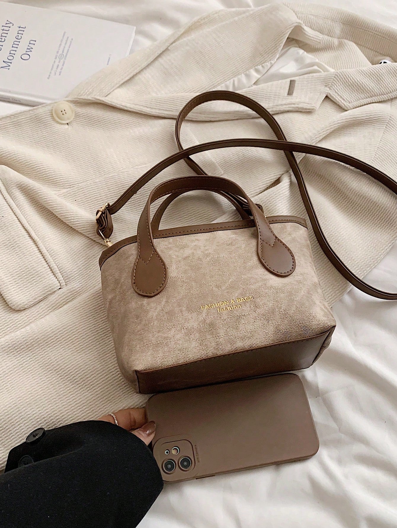 Shein - 2024 New Fashionable And Trendy Women Bag With  Texture, Single-Shoulder And Crossbody Design, Unique Small-Batch Handbag