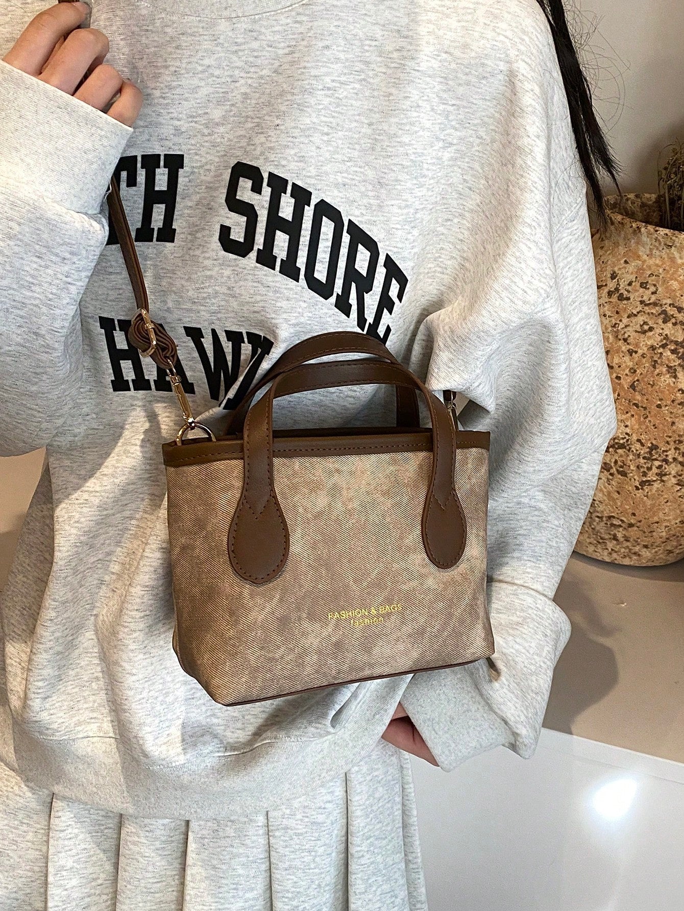 Shein - 2024 New Fashionable And Trendy Women Bag With  Texture, Single-Shoulder And Crossbody Design, Unique Small-Batch Handbag