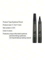 Shein - Waterproof Liquid Eyebrow Pen, Long-lasting Smudge Proof Eye Brow Makeup Product Black