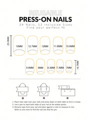 Shein - Instantly Upgrade Your Look With 24Pcs  Middle Square Modernist Daily Classic False Nails Elegant Sparkling Water Diamond Glitter Sequin Rose Flower Rose Red  Full Cover Detachable