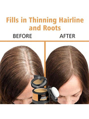 Shein - Dark Brown Root Cover Up Powder, Instantly Hair Coverage Hairline Powder Shadow Powder For Fills In Thinning Hairline With Soft Sponge Applicator Puff ,  Matching Mirror  Makeup Tool - Coffee Brown