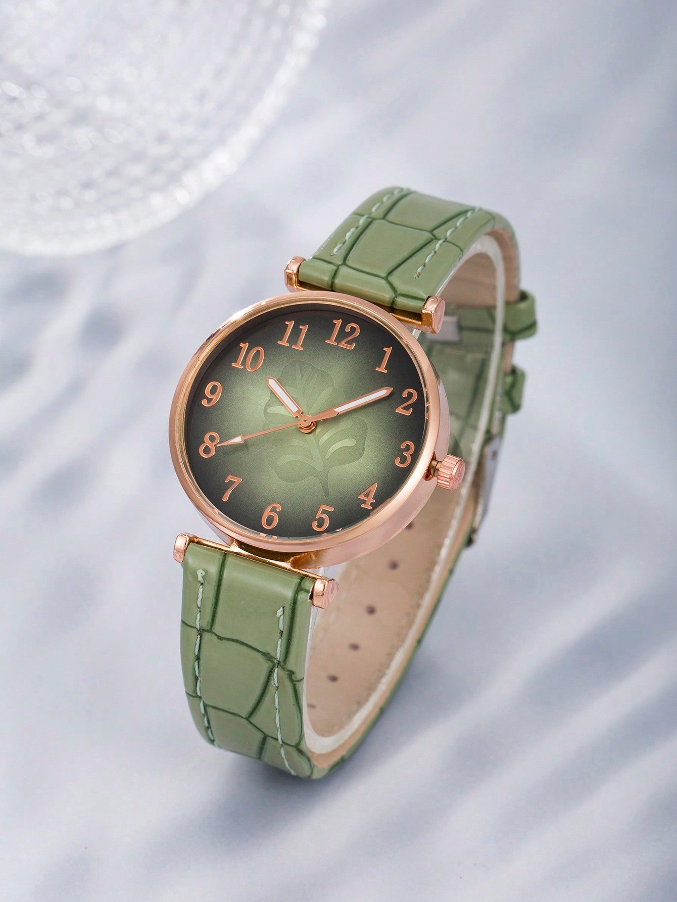 Shein - Elegant 5Pcs Quartz Watch For Women And Jewelry Set With Leaf Design - Pu Leather, Ideal Gift For Her