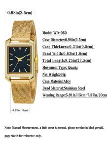 Shein - 1pc Gold Stainless Steel Strap Simple Casual Quartz Watch