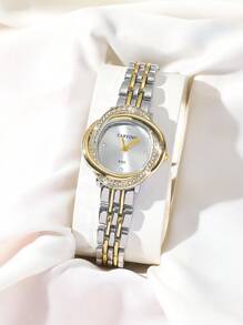 Shein - CARYINO Ladies Dual-Tone Stainless Steel Watch Band