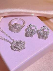 Shein - 4pcs/Set Interlocking Multi-Ring Necklace set