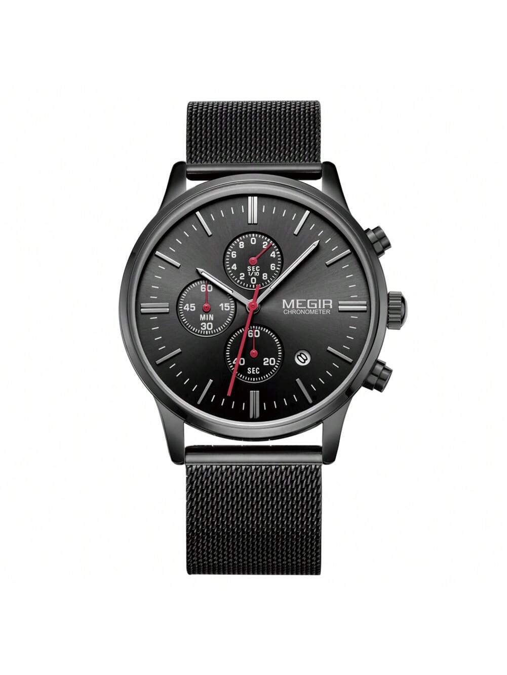 Shein- MEGIR Brand Business Men Watches Fashion Steel Mesh Strap Quartz Sports Wristwatch Waterproof