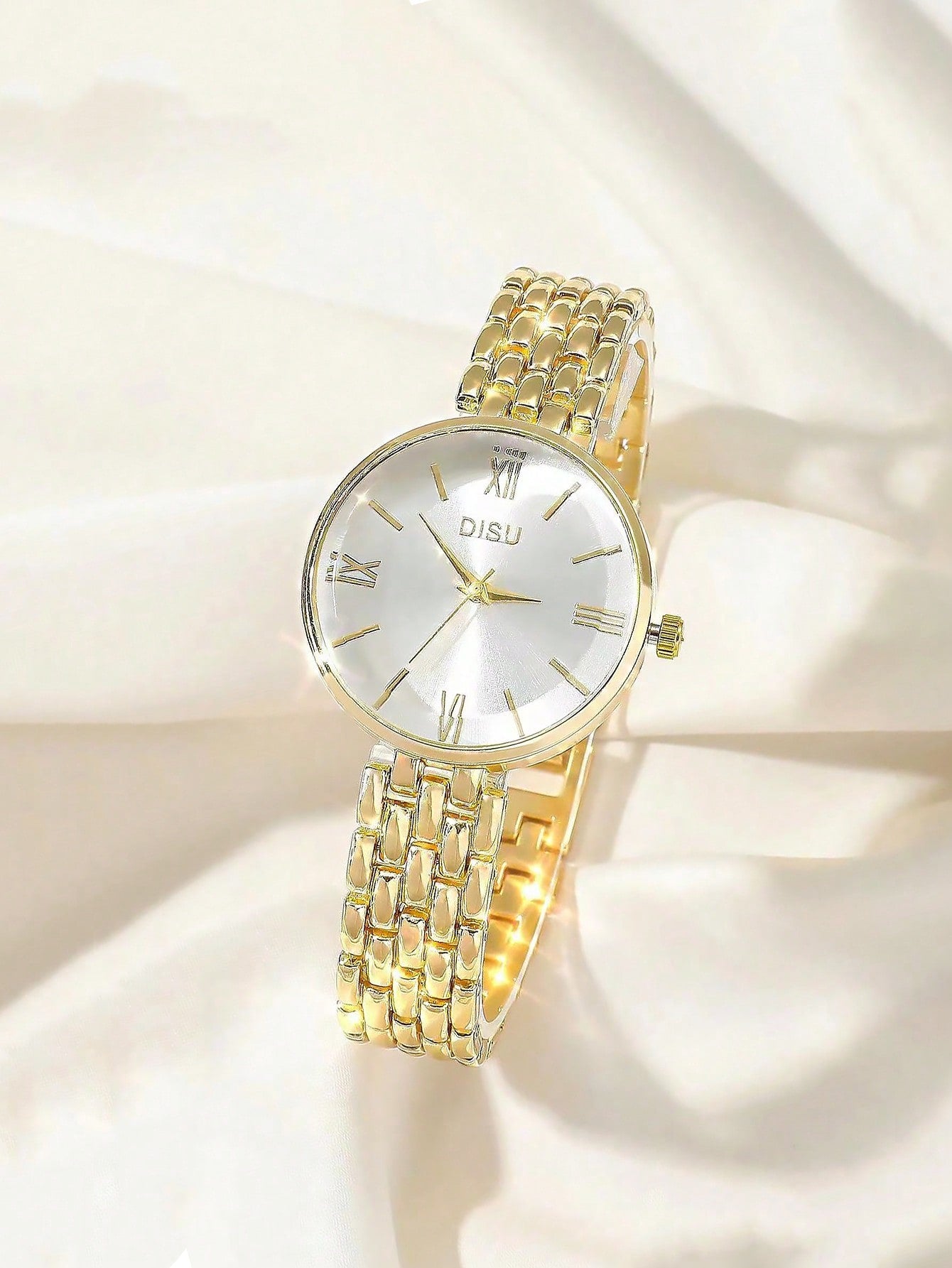 Shein - 1Pc Fashionable Minimalist Classic Women Quartz Watch Bracelet, Suitable For Daily Use - Gold