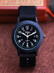 Shein - Unisex Casual Canvas Strap Watch For Students With Simple & Clear Numbers, Multifunctional Sports Quartz Watch With Night Light