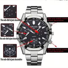 Shein - 1pc Fashionable Men's Stainless Steel Calendar Large Dial Waterproof
