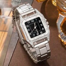 Shein - 2pcs Women's Fashion Simple Square Quartz Watch Set