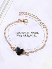 Shein - Women's Fashionable And Simple Quartz Wristwatch With Diamond-Studded Digital Dial + Heart Bracelet (4pcs/Set)