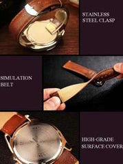 Shein - 1pc Top Luxury Fashion Men Watch PU Leather Roman Numeral Dial Three Needle Quartz Watch
