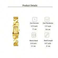 Shein - 1pc Fashion Arabic Numeral Dial Wavy Design Stainless Steel Band Quartz Watch For Women