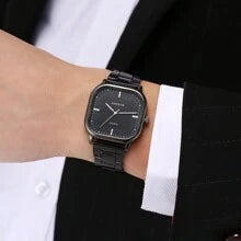 Shein - 1pc Men's Steel Strap Simple & Stylish Business Quartz Watch