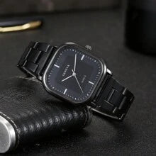 Shein - 1pc Men's Steel Strap Simple & Stylish Business Quartz Watch