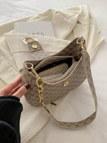 Shein - Mi Lightweight,Business Casual Small Zipper Hobo Bag