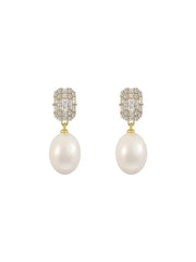Shein - 1pair Cubic Zirconia Crystal Pearl Earrings