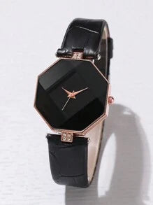 Shein - 6pcs/Set Women Casual Quartz Watch With Diamond-Shaped Dial + Bracelet Accessories