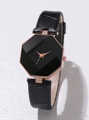 Shein - 6pcs/Set Women Casual Quartz Watch With Diamond-Shaped Dial + Bracelet Accessories