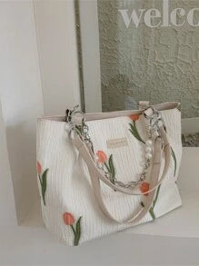 Shein - Women's Floral Tote Bag,