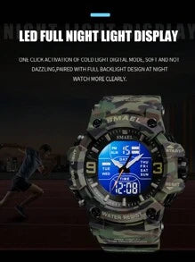 Shein - 50m Waterproof Camo Military Men Sport Watch