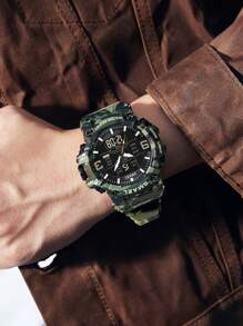 Shein - 50m Waterproof Camo Military Men Sport Watch