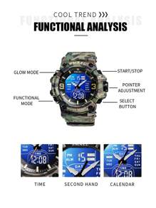 Shein - 50m Waterproof Camo Military Men Sport Watch