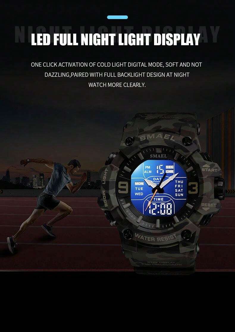 Shein - 50m Waterproof Camo Military Men Sport Watch