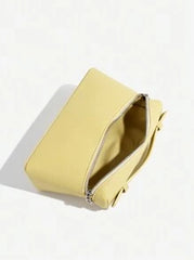 Shein - 1pc Solid Color Litchi Grain PU Square Shoulder Bag