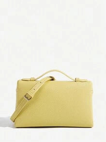 Shein - 1pc Solid Color Litchi Grain PU Square Shoulder Bag