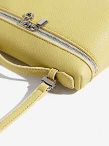 Shein - 1pc Solid Color Litchi Grain PU Square Shoulder Bag