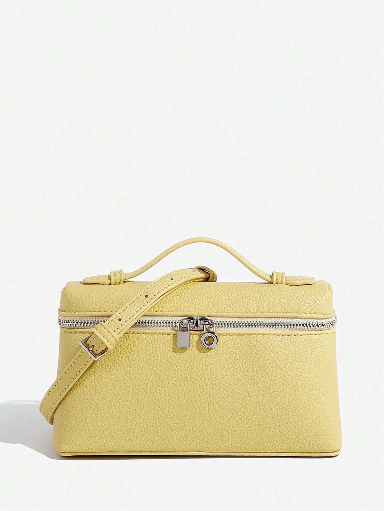 Shein - 1pc Solid Color Litchi Grain PU Square Shoulder Bag