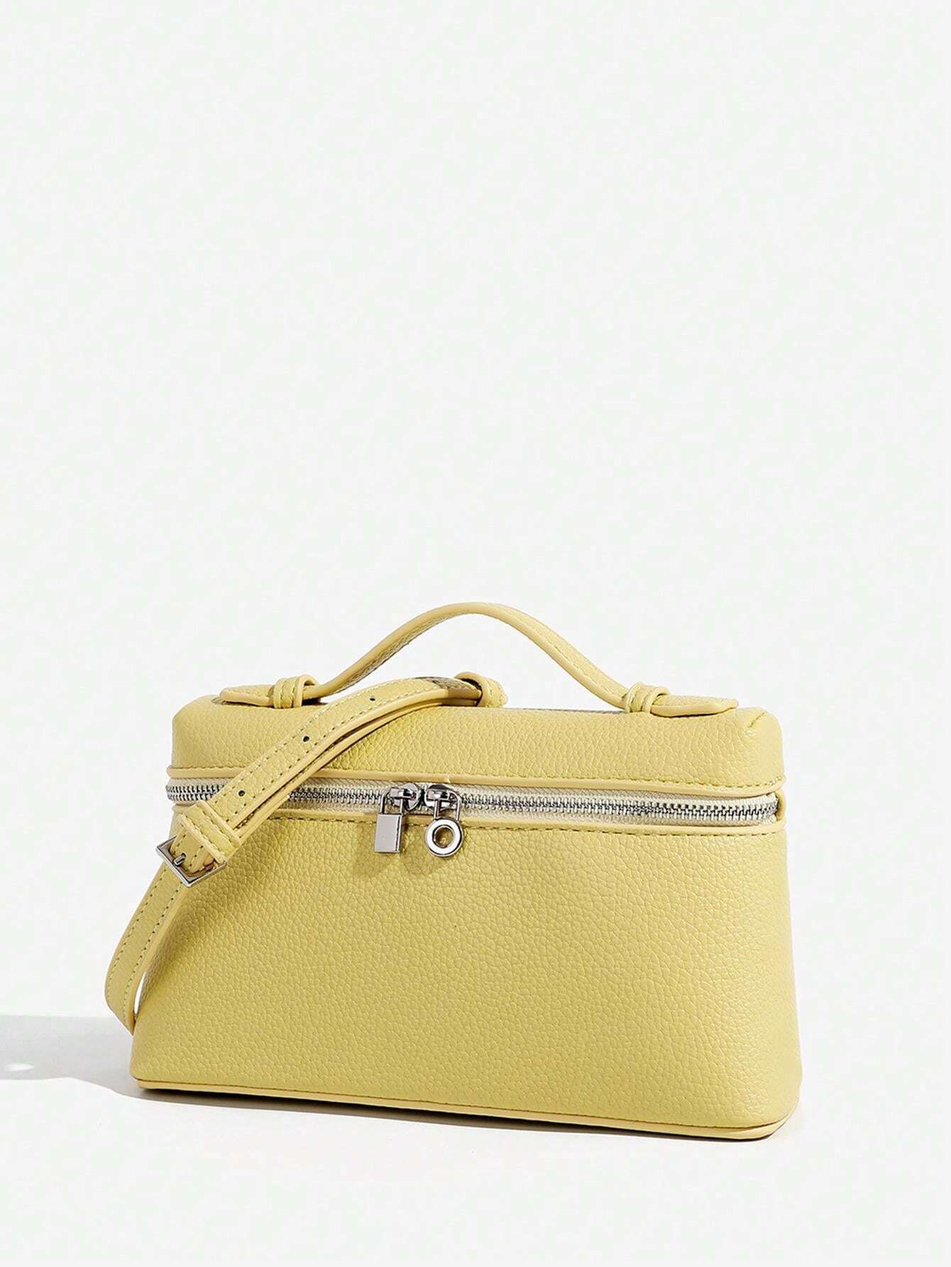 Shein - 1pc Solid Color Litchi Grain PU Square Shoulder Bag