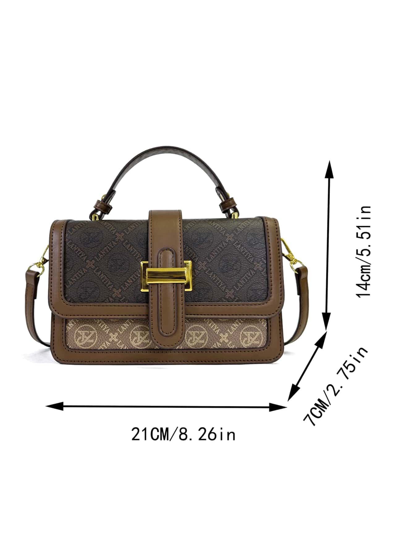 Shein - New Arrival Vintage Prints Small Square Shoulder Crossbody Bag