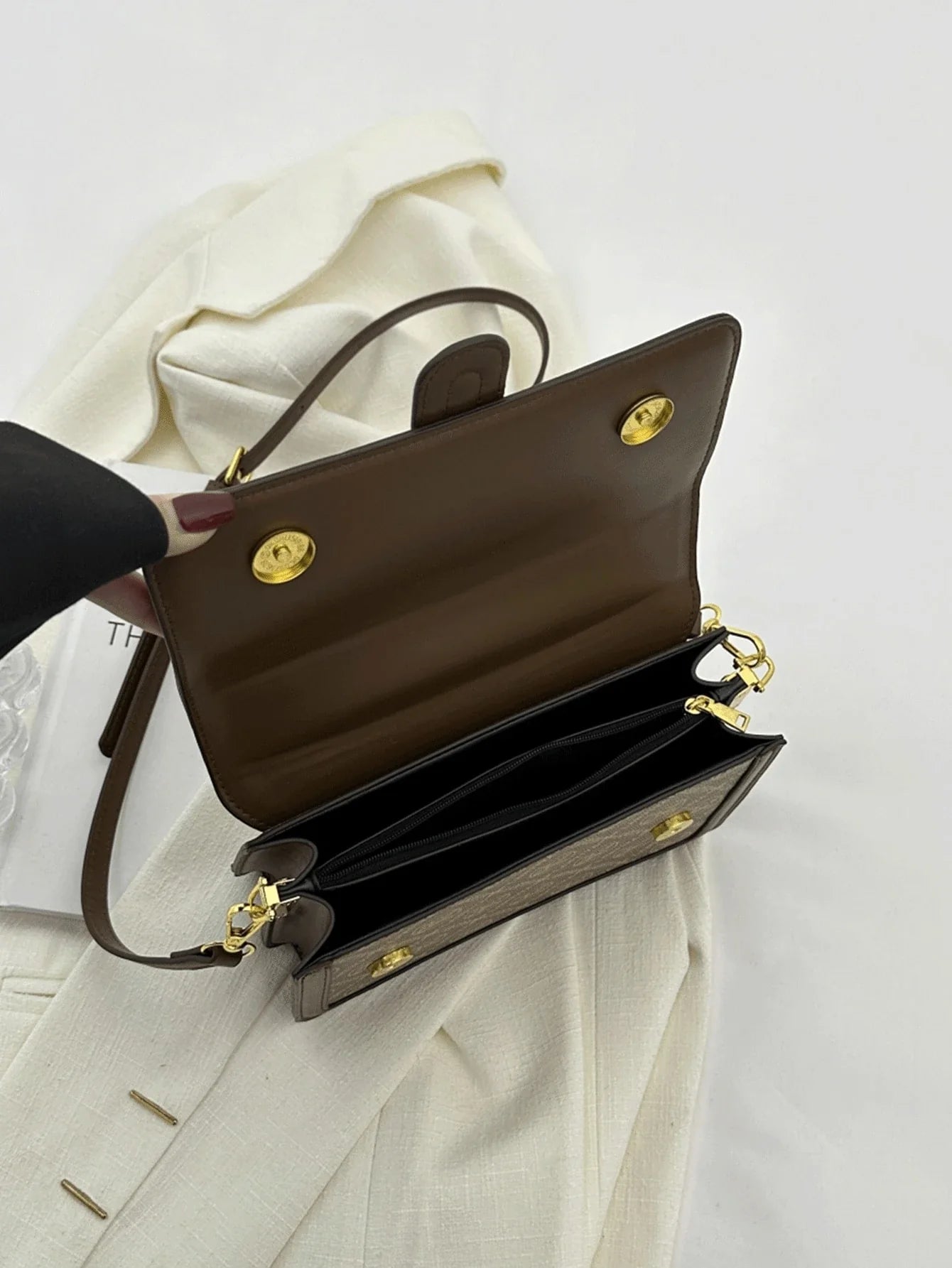 Shein - New Arrival Vintage Prints Small Square Shoulder Crossbody Bag
