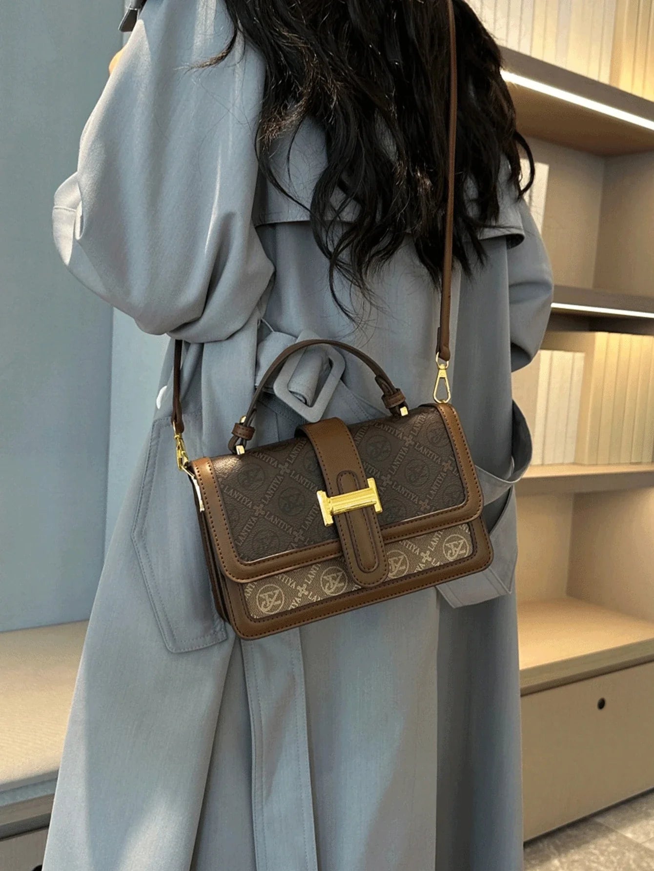 Shein - New Arrival Vintage Prints Small Square Shoulder Crossbody Bag