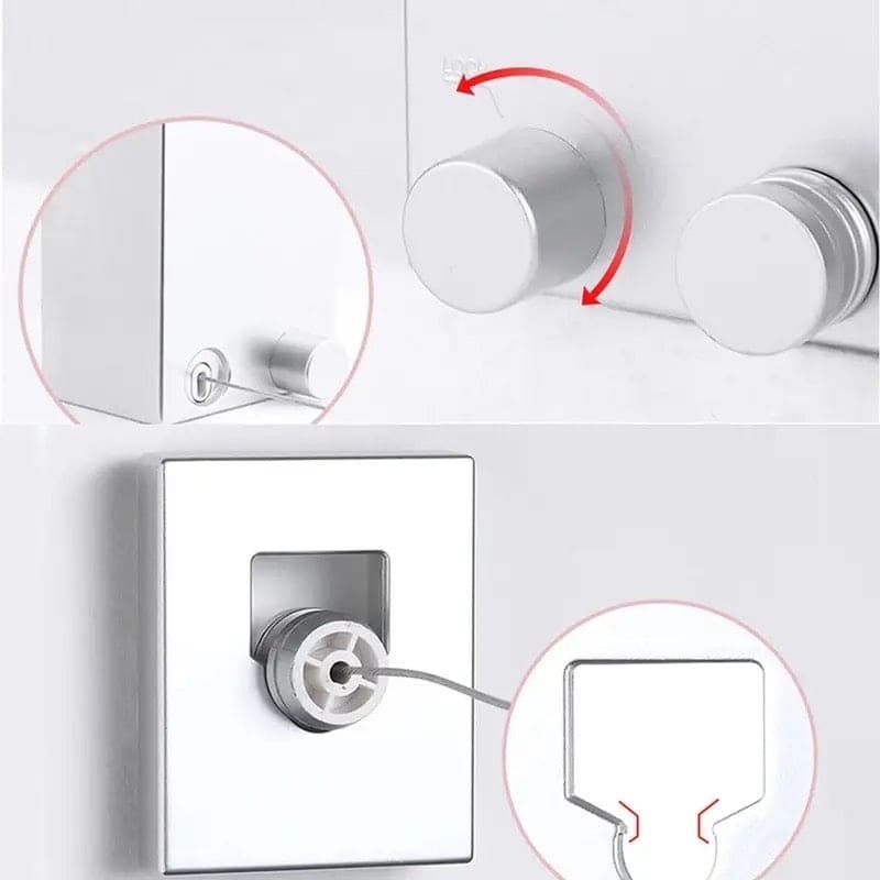 Telescopic Clothesline, Retractable Clothes Hanger Rope, Wall Mounted Drying Rope, Laundry Rope Hanger, Creative Outdoor Indoor Retractable Clothesline Rope, Stainless String Clothesline Rope, Heavy Duty Washing Line for Drying Clothes