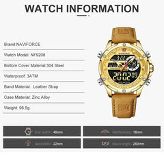 Naviforce - Dual Time Exclusive Collection NF-9208 - Gold Brown
