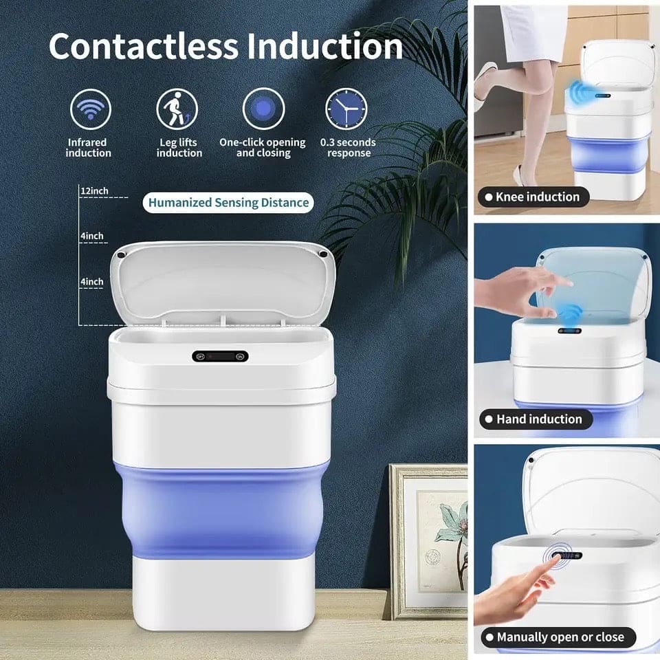 Smart Trash Can With Lid, Touchless Automatic Motion Sensor Trash Bin, Foldable Mini Trash Can, Collapsible Trash Bin, Creative  Household Bathroom Garbage Storage Box, Waste Bin Garbage Can