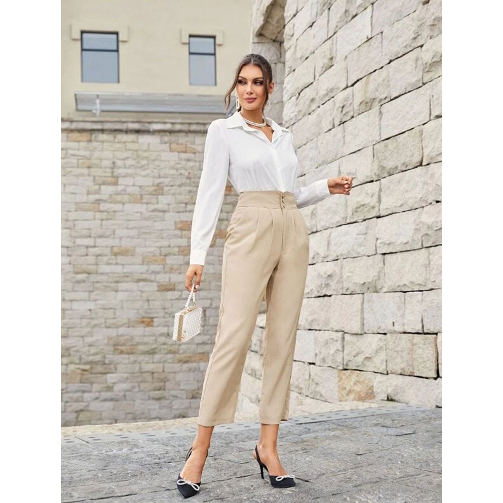 Shein - Farah High Waist Plicated Detail Pants