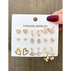Shein - 9Pairs Faux Pearl Decor Earrings