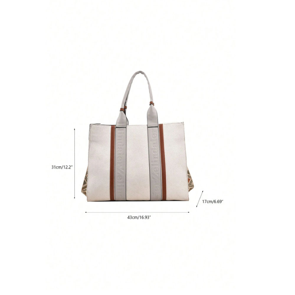 Shein - Letter Graphic Shoulder Tote Bag Large Capacity For Daily Work