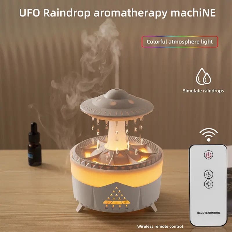 Rain Drop Mushroom Humidifier, Timing Colorful Night Light Essential Oil Diffuser, Ultrasonic RC Atomization Air Freshener, Relax Cloud Rain Diffuser, Airwall Air Humidifier, 300ml Humidifier with Timing Function for Home Office