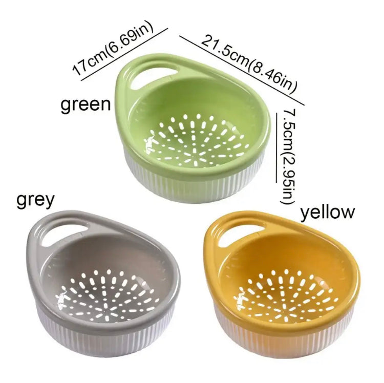 Plastic Kitchen Drain Basket,  Double Layer Rice Wash Basket, Colander Set with Bowl Strainer