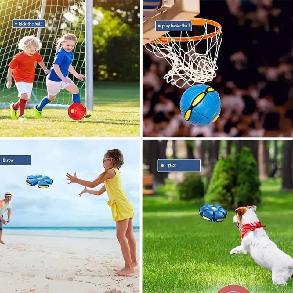 Magic Flying Saucer Ball, Outdoor Flat Throw Disc Ball, Foot Pressure Decompression Vent Ball, UFO Saucer Deformed Ball, Elastic Flying Saucer Toy for Kids, Frisbee Ball Dog Toy, Kids Playing Stomp Ball