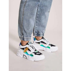 Shein - Letter Patch Decor Holographic Lace-Up Front Sneakers