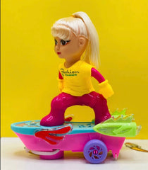 Skate Board Doll Toy, Fashion Doll Musical Kids Playing Toy, Balance Skate Board Cute Girl Toy