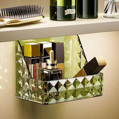 Mirror Cabinet Storage Box, Diamond Pattern Desktop Storage Box, Luxurious Hanging Makeup Organizer, Wall Mounted Plastic Washstand Shelf, Stackable Storage Box Rack, Sundries Snack Storage Basket